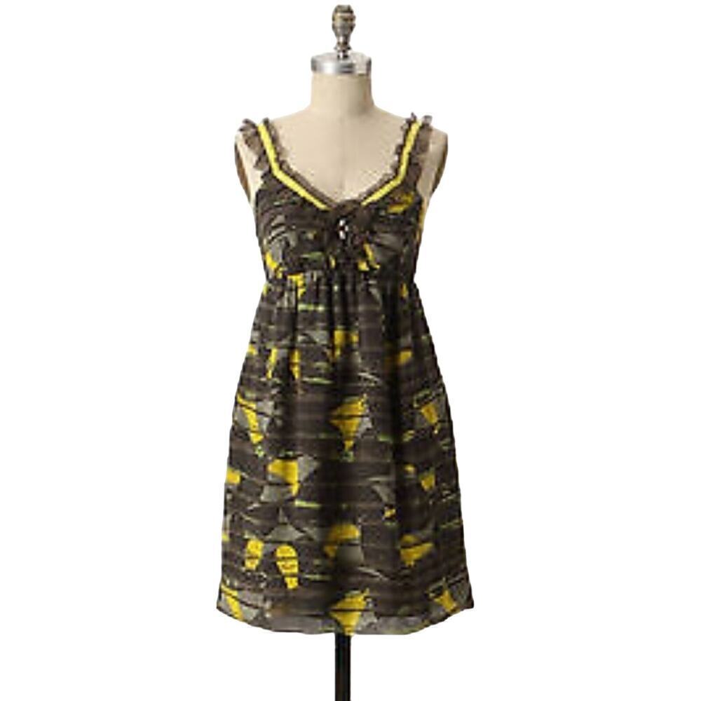 Anthropologie‎ Hero & Leander 100% Silk Mini Dress Geometric Shapes Size S